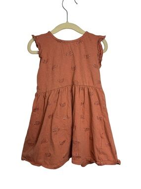 H&M 100% Cotton Girls Salmon Pink Glitter Sparkle Rainbow Ruffle Sleeve 2-4yrs
